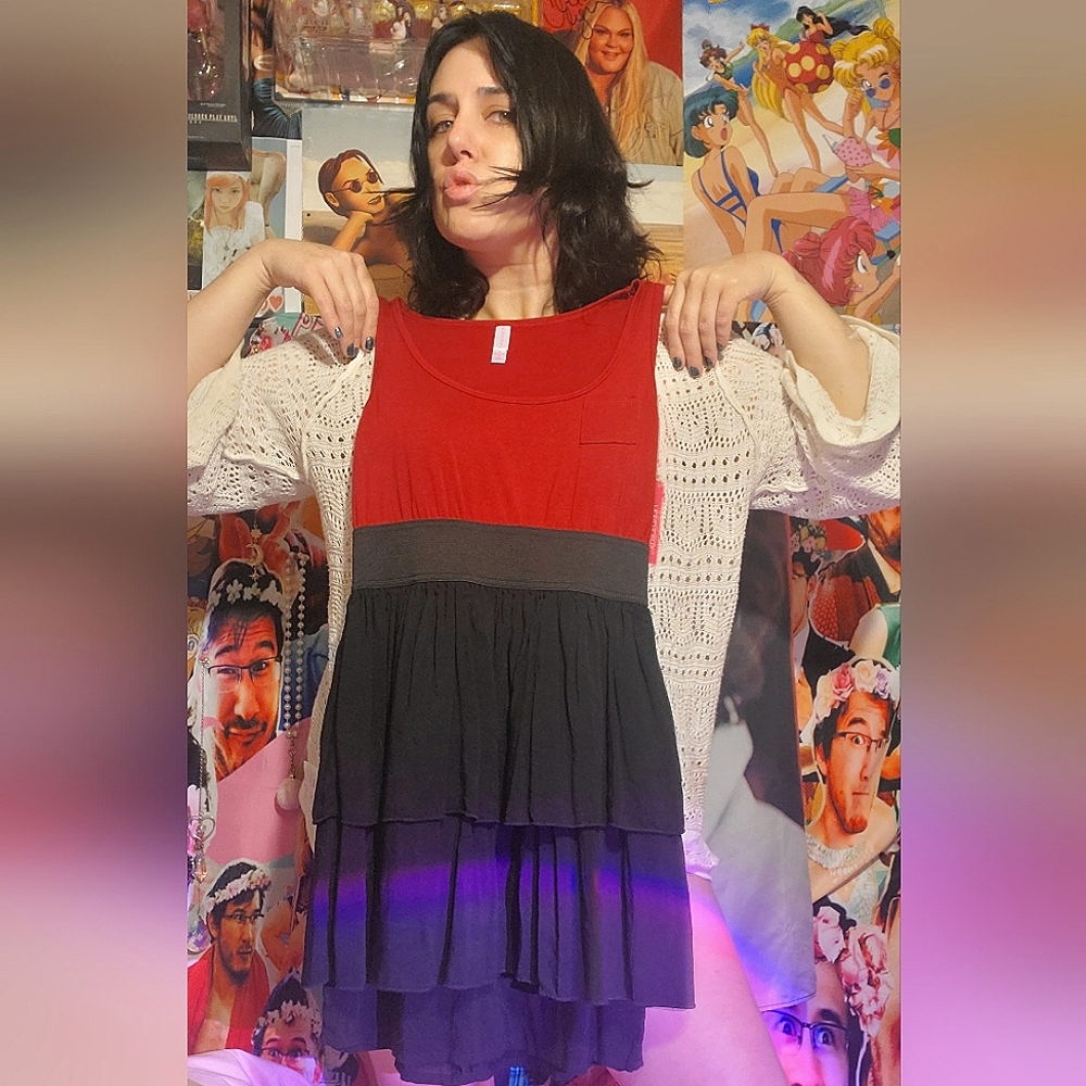 Red and black dress